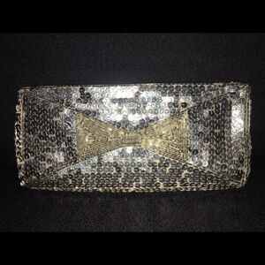 Bow Sequin Clutch La Regale Silver VINTAGE SEQUIN Clutch
